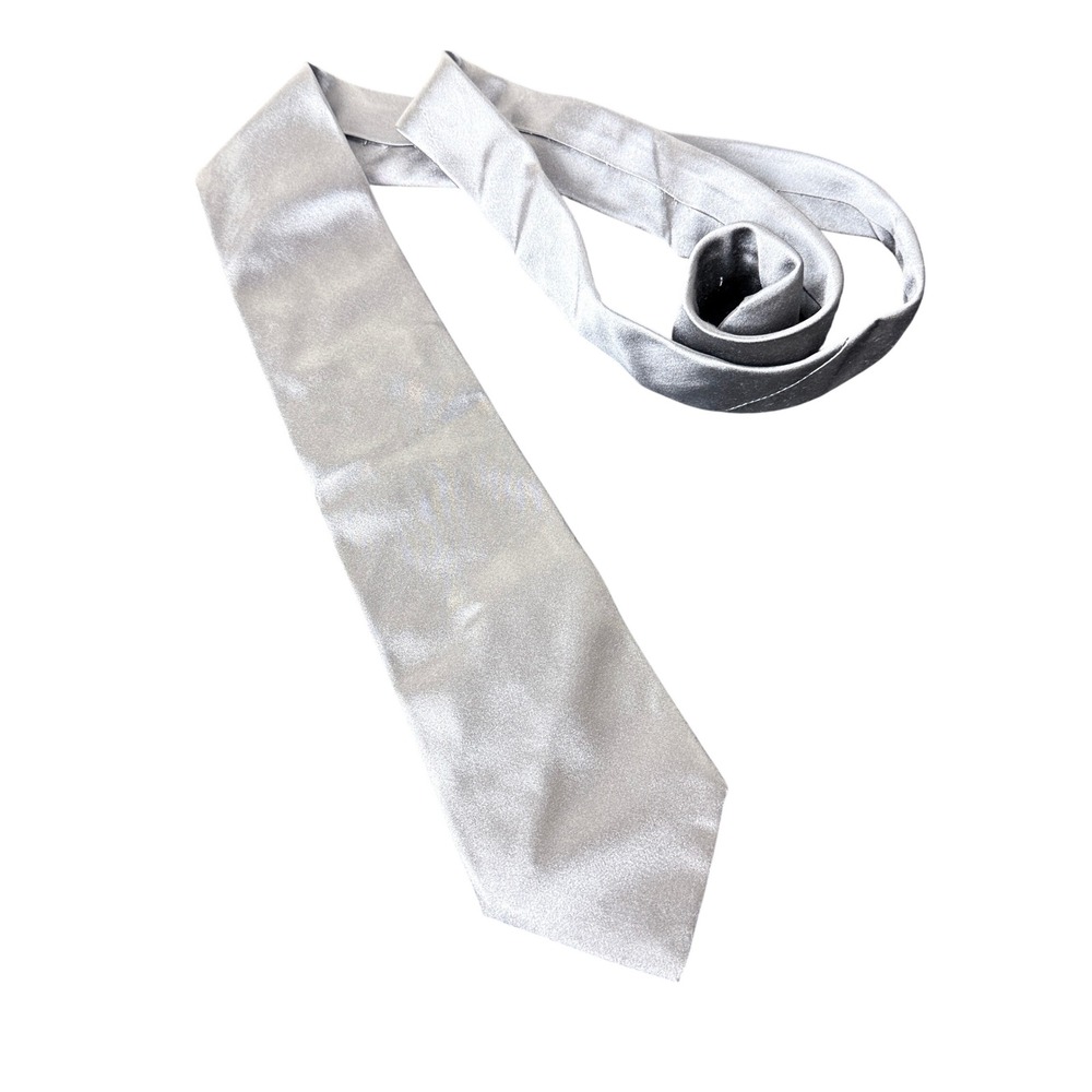 Ralph Lauren Tie Mens OS Silver Purple Label Silk Made in Italy Hand Finished